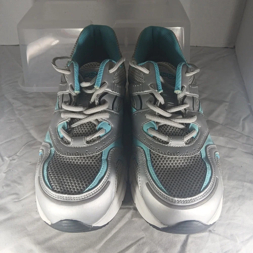 APEX‎ X527 Women's Silver Teal Wide Athletic Running Shoes Sneakers US 9.5 - Picture 3 of 8